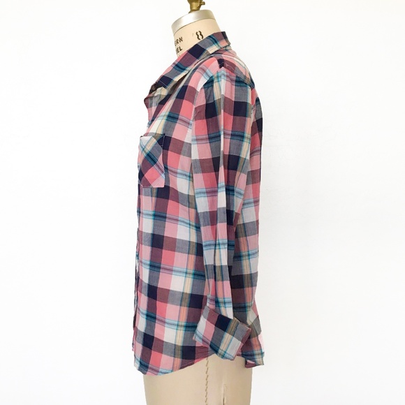 POLLY & ESTHER - Feminine Plaid Shirt - Picture 2 of 4